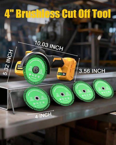 Cordless 4 Inch Cut Off Tool With Brushless Motor, 18,000 RPM, Tool Only, Compatible With DeWalt 20V Max Battery, lightweight design