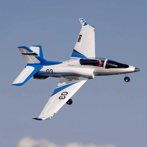 Viper 30mm EDF RC Jet Airplane BNF Basic With Safe And AS3X Stability in flight against a blue sky