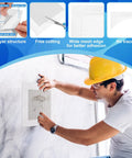 Person using Heavy Duty Drywall Repair Kit With 8.8 Oz White Putty, Scrapers, Sandpaper And Gloves For Easy Patch For Holes And Cracks