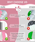 Comparison image showing Easy Peasy Ergonomic Stitch Gun For Swift Clothing Patches And Soft Fabric Fix Ups With Two Thousand Micro Staples Plus Spare Tips In Cool Berry Pink Color versus others.