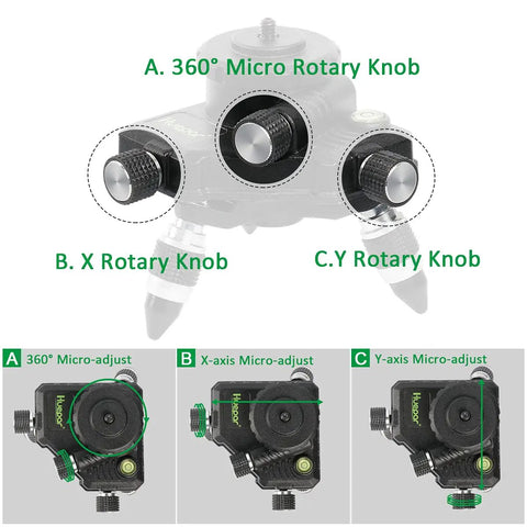 Heavy Duty Pro Grade Metal 360 Degree Rotating Base for Laser Level Tripod Connector with rotary knobs