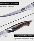 7 Inch Fillet Knife Razor Sharp Boning Knife in High Carbon Stainless Steel with Pakkawood handle, Japanese Style