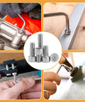 Installation and close-up of Must-Have 1/4-20 Hex Socket Head Cap Screws Set, 175-Piece Stainless Steel 304 18-8 UNC Kit