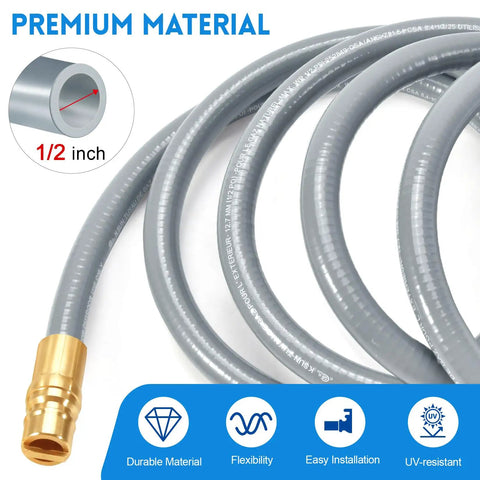 Natural Gas Grill Hose 10-Foot One Half Inch ID With Quick Connect Fitting, durable material, flexibility, UV-resistant