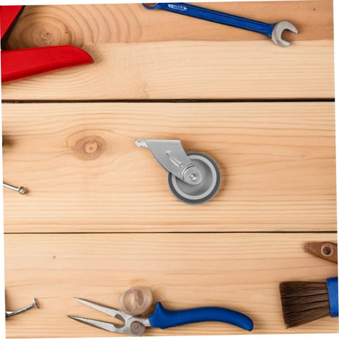 Heavy Duty Sliding Barn Door Hardware Guide Roller With Anti Sag Bottom Support Wheel Screws Included Easy Install No Fuss 3.42X1.85X1.29In For Ultra Smooth Operation shown on wooden surface with tools