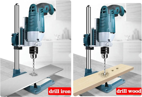 Rock Solid Drill Press Stand For Hand Drill With Vise, Versatile Rotary Tool Mount, drilling into metal and wood