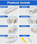 3 Inch Mini Split Lineset Cover Kit Easy Install 13.5 Feet DIY Paintable Lineset With Flexible Duct Includes Elbows Reducer Wall Plate And Screws