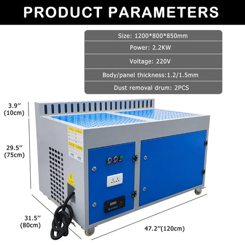 Downdraft Table Dust Collector For Metal Working And Welding Fume Extraction With Multi Stage Purification, 31.5 x 47.2 Inches, 220V