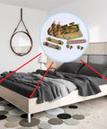 Heavy Duty Bed Rail Brackets With Mounting Hardware, Non Mortise Double Hook Slot Bed Frame Connectors, Built Tough Iron Fittings For No Sweat Assembly And Foolproof Bedroom Renovations, Set Of Four displayed in a modern bedroom setting.