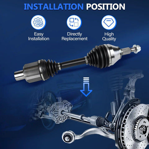 4WD CV Axle Front Left Or Right For Ram 1500 2012 To 2025 Replacement Shaft Heavy Duty 4x4 Vehicle Front Axle Direct Fit Durable Steel Construction Smooth Operation Easy Install Long Lasting Performance, steel front axle shown installed