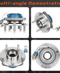 Pair Front Wheel Hub & Bearing Assembly 5-Lug w/ ABS for Chevy Impala, multi-angle view with connectors