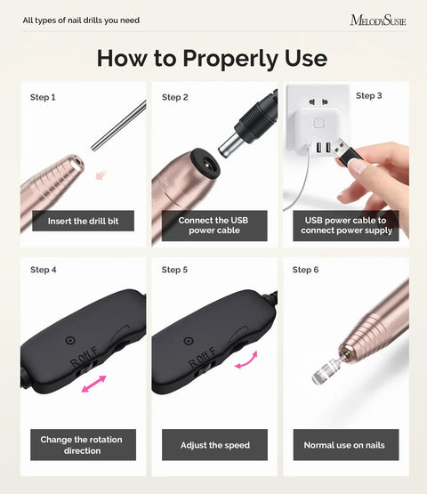 Pen Shaped USB Nail Drill Kit 20000 RPM Electric Nail File For Home Manicure Polishing Shaping Gel Removal Compact Portable Design Beginner Friendly All In One Nail Care Tool