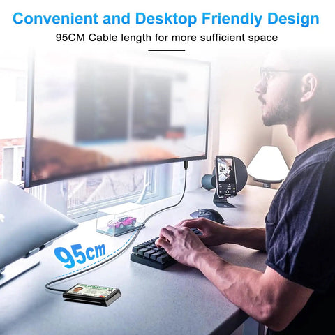 Person using 2 In 1 NFC Smart Card Reader With Contact And Contactless CAC Reader For DOD Military IDs And Bank Chip Cards USB C Compatible Across Mac Windows Linux Android