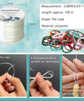 Flat 0.8 mm Elastic Bead Rope for Jewelry Making, Clear Polyester Spandex String, 100 m Roll, threading beads demonstration