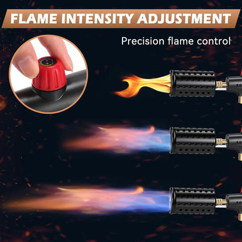 Adjustable flame on Powerful Propane Torch With Safety Lock And Adjustable Flame For Kitchen Grilling Sous Vide And Charcoal Lighter