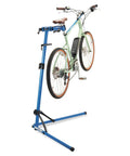 Deluxe Home Mechanic Bike Repair Stand With Pro-Grade Clamp, Easy Setup, Heavy-Duty Steel Frame, 360 Degree Swivel holding bike