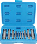 10-piece Tap Extractor Set 3 4 Flute Steel Broken Head Taps Remover for Damaged Taps and Bolts in a blue case