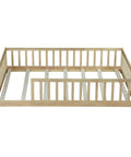 Rock Solid Full Size Montessori Floor Bed With Safety Rails natural solid wood frame, sturdy slats, low profile design.