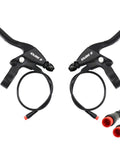 Ergonomic E Bike Brake Lever With Locking Button Waterproof Design For Electric Bicycle E Scooter And Tricycle Safety Control Durable 2 Pin Wire 1 Pair Easy Install And Ride Ready In Any Weather Conditions showing two levers with cables and connectors