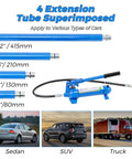 4 Ton Hydraulic Porta Power Kit For Truck And Car Frame Repair Includes Heavy Duty Auto Body Jack with extension tubes and vehicles.