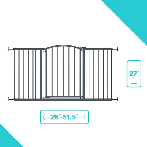 No-Fuss Extra Wide Decor Safety Gate For Babies And Pets, 27 Inch Tall, Fits Openings From 28 Inch To 51.5 Inch