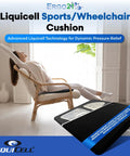 Ergo21 LiquiCell Seat Cushion 2 Inches Thick For Tailbone And Hip Pain Relief on a chair with a woman relaxing.