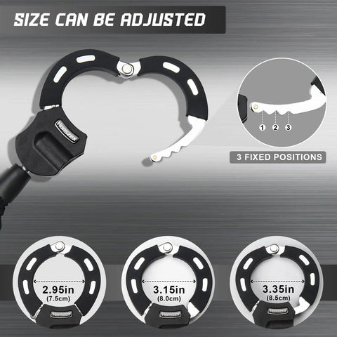 Heavy Duty Bike Lock Chain With Key For Electric Scooters And E-Bikes - 36.22 Inch Alloy Steel Security Cable, Ultra Secure Lock For Bicycles, Motorcycles, Shopping Carts, Baby Strollers, And More, Built To Lock Down Thieves. Adjustable bike lock chain with 3 fixed positions and 2.95-3.35 in sizes