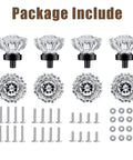 Package contents of Matte Black Glass Cabinet Knobs 8 Pack With Vintage Crystal Drawer Knobs And Pulls For Dresser shown with screws.