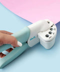 Multi Size Hole Punch For Leather, Paper, Fabric And More Rotates Through Five Hole Sizes shown punching pink paper