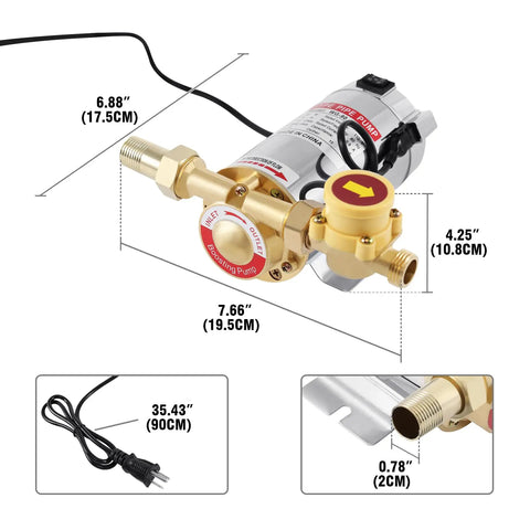 Boss Level Home Water Pressure Booster Pump 110V 90W 243GPH 15 PSI With Auto Flow Switch Brass Head And Impeller close-up view