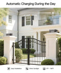 House entrance with Solar Post Light 7.9 Inch Outdoor Column Lamp Weatherproof Aluminum on gateposts during the day