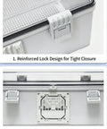 Outdoor Electrical Box ABS Plastic Weatherproof Junction Box With Hinged Cover And Stainless Steel Latch Mounting Plate Wall Bracket IP66 IP67 Rated Dustproof Rainproof Worksite Ready Power Gear with reinforced lock and vented side panel