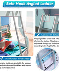 Sturdy Bunk Bed Ladder With Handrails For Kids And Seniors Adjustable From 3.8ft To 5.5ft with hooks on bunk bed