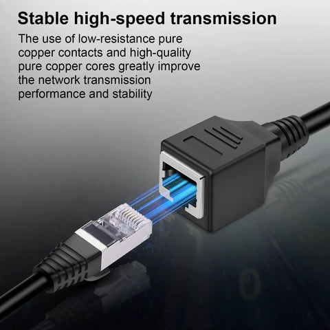 Two Pack Ethernet Extension Cables Cat6 Patch Cord 1 Ft RJ45 Male To Female Network Cable with stable high-speed transmission