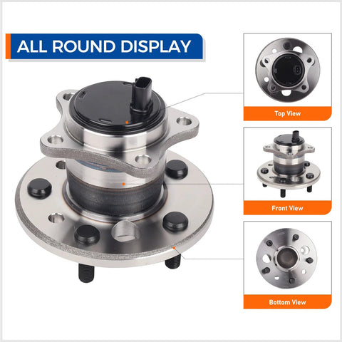 Set Of 2 Rear Wheel Hub Bearing Assemblies Fits Toyota Avalon 2005-2012, Camry 2002-2011, Lexus ES300 2002-2003, ES330 2004-2006, ES350 2007-2012, Highlander 2001-2003, Solara 2004-2008 With ABS Premium Replacement Bearings multiple views