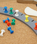 Solid Game Changing Flexible Silicone Layout Blocks 12 Pack With Push Pins Heat Resistant Bending Mats Stained Glass Panels Craft Gear, colorful push pins on cork.