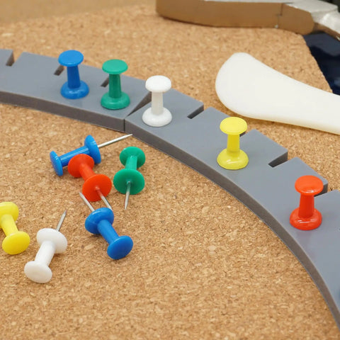 Solid Game Changing Flexible Silicone Layout Blocks 12 Pack With Push Pins Heat Resistant Bending Mats Stained Glass Panels Craft Gear, colorful push pins on cork.