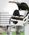 Premium Rock Solid Stainless Steel Garden Hose Reel featuring wall mount flexibility, showcasing internal components and structure.