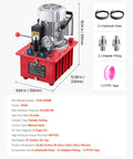 Beefed Up Electric Hydraulic Pump Power Pack 750W 120V 10000 PSI Max 8 LPM Flow Double Acting Unit on table with accessories.