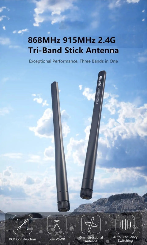 Tri Band 868MHz 915MHz 2 4 GHz Stick Antenna With SMA Connector 170mm Long Range FPV against blue sky