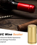 Top Shelf PVC Heat Shrink Bottle Caps Gold 30X60mm Size 50 Pack on wooden table with wine bottle and cigar.