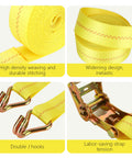 4 Pack 2 Inch Ratchet Straps Heavy Duty 20ft Tie Down Straps with Double J Hooks, 10000 Lbs Break Strength, strap details
