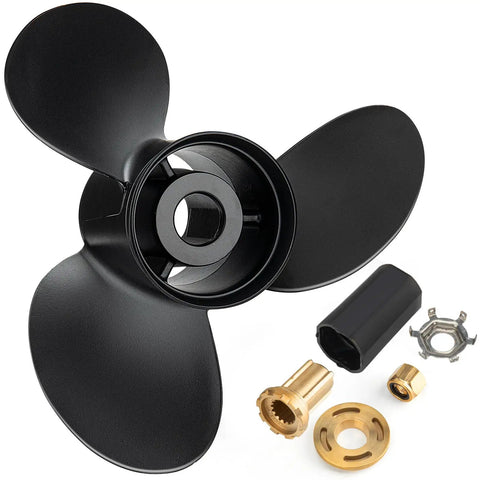 Beefed Up 14x13 Aluminum Outboard Propeller for 60-115 HP Motors, 15 Spline, Includes Hub Kits, Fits Mercury Mercruiser Alpha One, 3 Blade, OEM 48-77340A45 RH