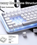 Tri Mode Wireless Gaming Keyboard Bluetooth 5 0 And 2 4 Ghz Silent Creamy White Keys For Multi Device Switching showing creamy membrane structure and RGB backlighting.