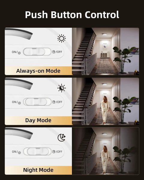 Hassle Free Plug and Play Motion Sensor Ceiling Light 2 Pack 400 Lumens Super Bright Tri Color Dimming Wireless Flush Mount With Sleek Remote Zero Drilling Quick Snap Setup For Closets