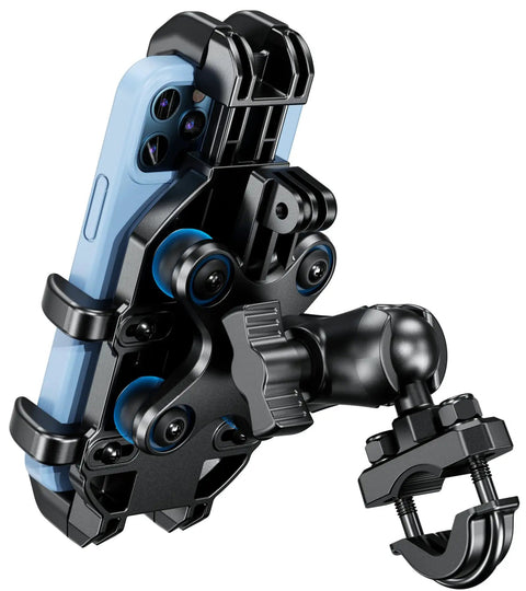 Beefy Heavy Duty Motorcycle Phone Mount With Vibration Dampener And Anti Shake Handlebar Cradle Fits 5.4 To 6.9 Inch Smartphones