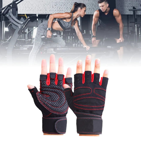 Fingerless Fitness Gloves With Wrist Wrap For Men And Women Breathable Non Slip Gym Gloves For Weightlifting And Barbell Workouts