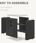 Exploded view of Weatherproof Outdoor Storage Cabinet With Locking Door For Patio Tools And Lawn Gear Waterproof Plastic Shed