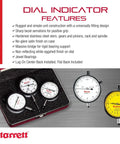 Dial Indicator 0 To 1 Inch Range With White Face Jewel Bearings Lug On Center Back 0 To 100 Dial Reading.001 Inch Graduation