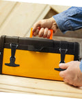 2 Pack Stainless Steel T Handle Draw Latches With Flexible Rubber For Tool Box And Cart in use on yellow toolbox